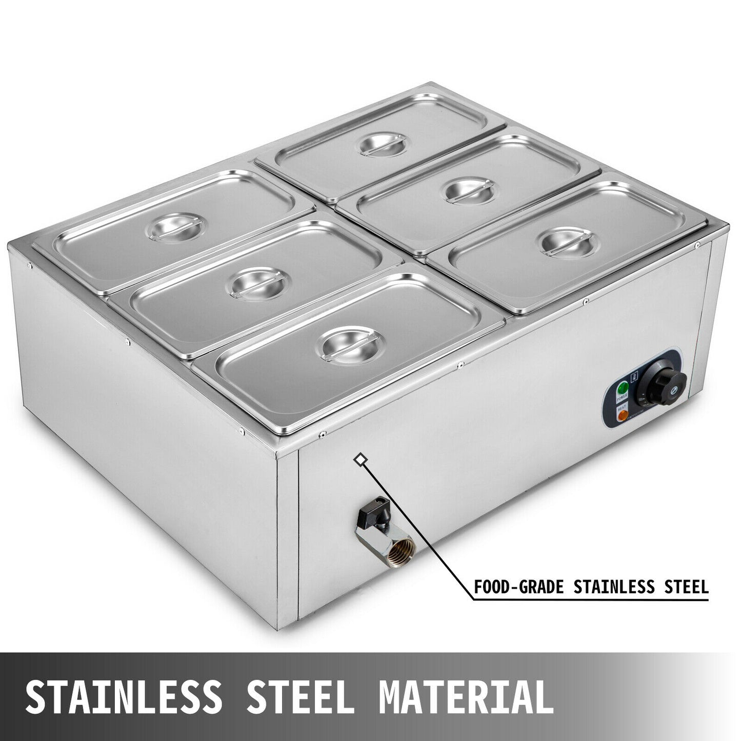 VEVOR 2 3 4 6 Pan Electric Catering Food Warmer Steam Table Stainless Steel Adjustable Temperature Buffet Restaurant Commercial - youronestopstore23