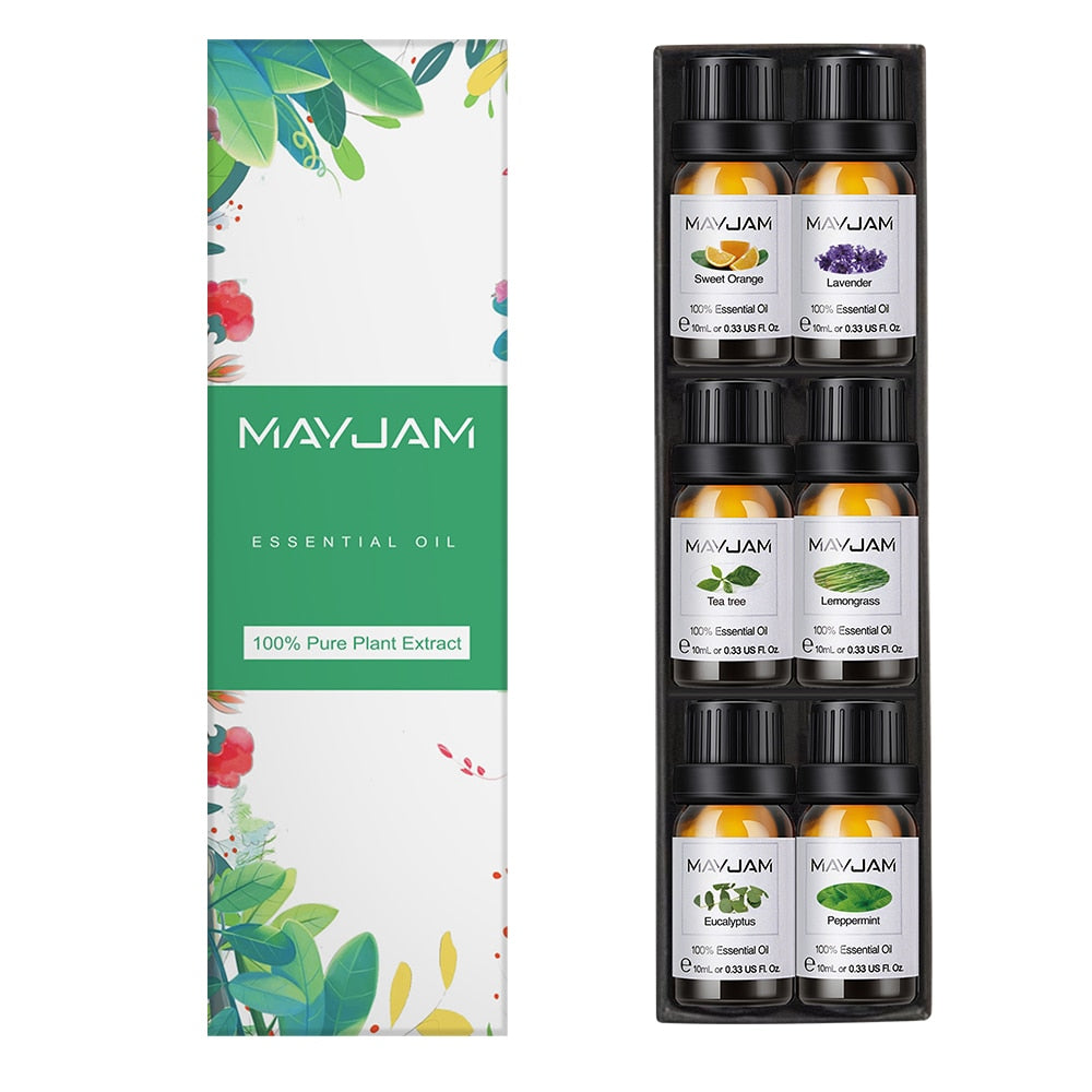 MAYJAM Essential Oils Set - 6pcs Pure Aroma for Diffusers,Bath,Home,Soaps Candle Making,Aromatherapy,Humidifiers,Air Freshener - youronestopstore23