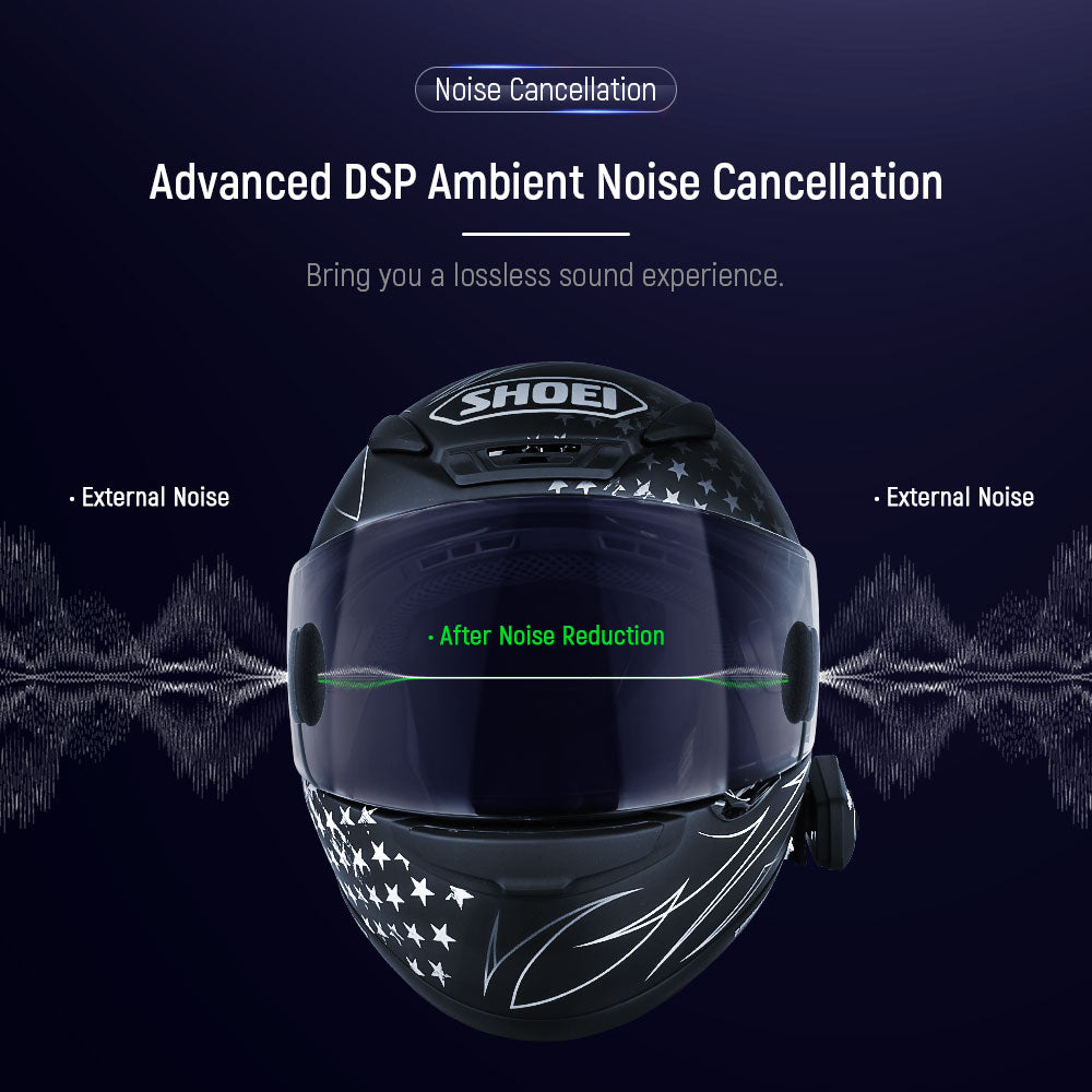 Lexin G16 2PCS Motorcycle Intercom Helmet Bluetooth 5.0 Headset with DSP Noise Cancellation for 16 Bikers, Waterproof/SOS Light - youronestopstore23