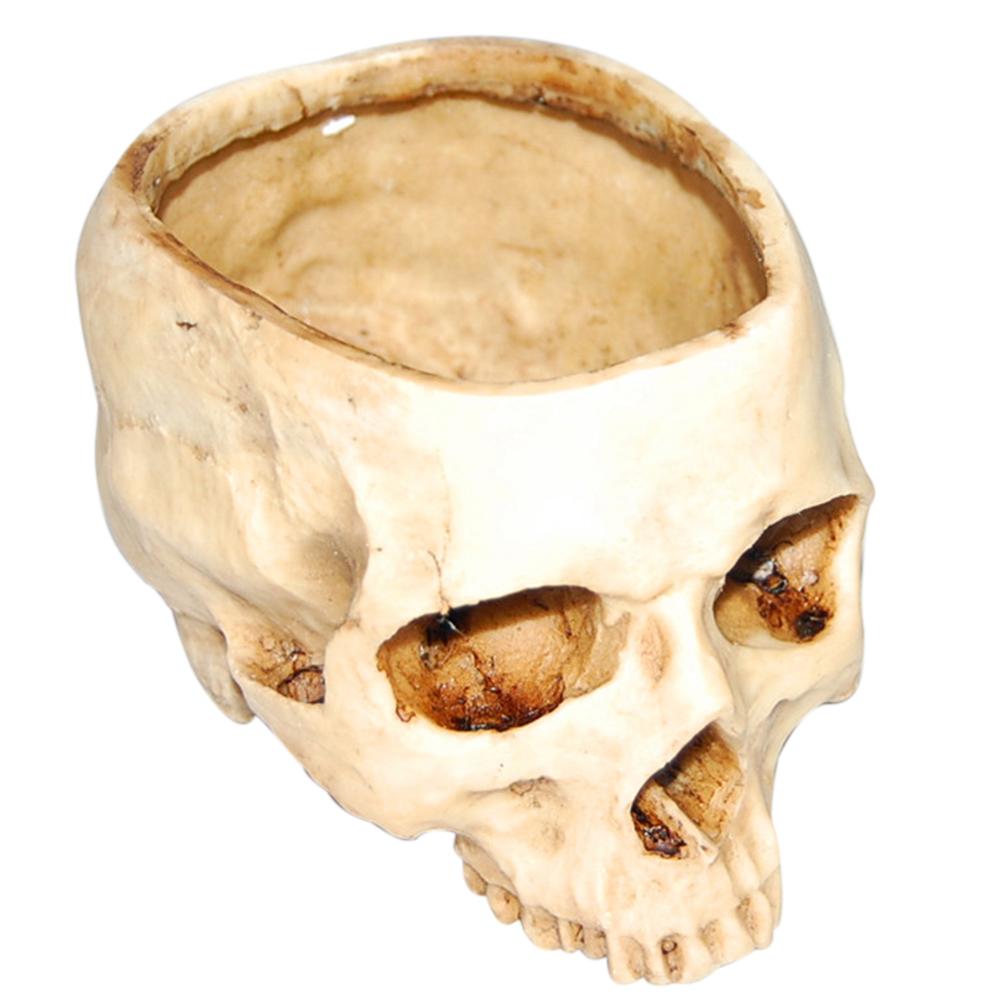 Resin Crafts Human Tooth Skull Fossil Teaching Skeleton Model Halloween Home Office Flower Pot Planter Cranium Decoration - youronestopstore23