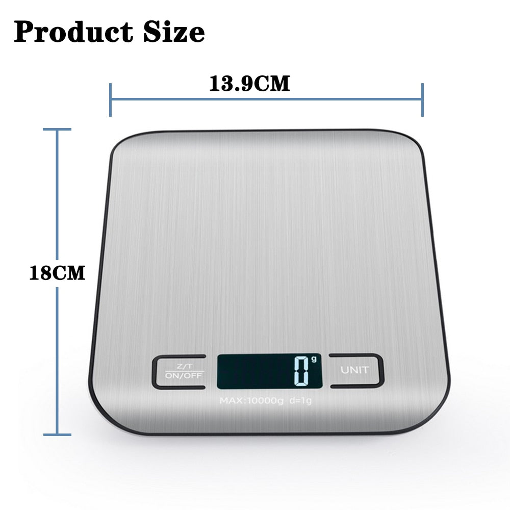 Kitchen Scale Stainless Steel Weighing For Food Diet Postal Balance Measuring LCD Precision Electronic Scales - youronestopstore23