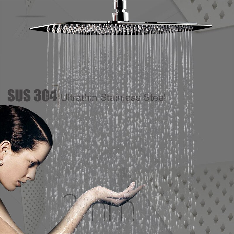 Ultrathin Rainfall Shower Head Chrome Black Polished Gold Bathroom Accessory Wall Mounted Shower Arm Modern Showers for Bathroom