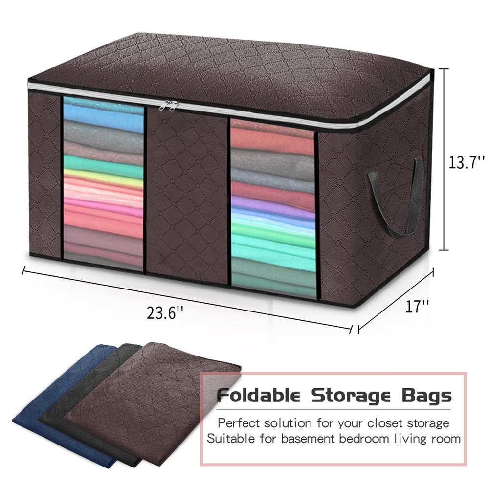 90L 4pcs/set Large Capacity Clothes Storage Bag Home Organizer Foldable with Reinforced Handle for Comforters Blankets Bedding - youronestopstore23