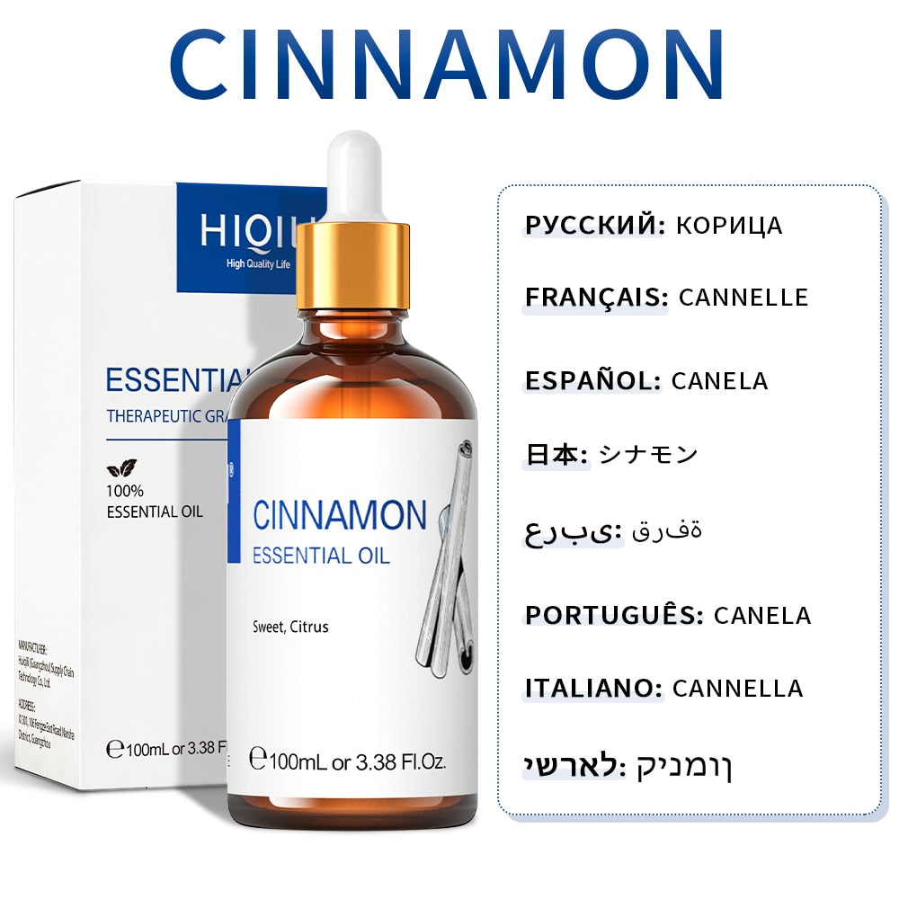 HIQILI 100ML Cinnamon Essential Oils,100% Pure Nature for Aromatherapy | Used for Diffuser，Humidifier，Massage | Uplifting - youronestopstore23