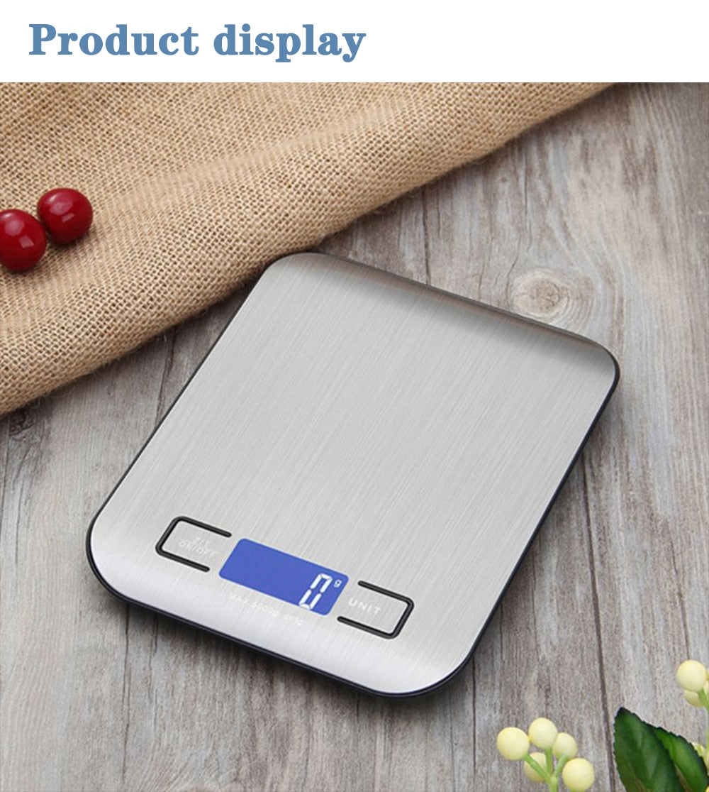 Kitchen Scale Stainless Steel Weighing For Food Diet Postal Balance Measuring LCD Precision Electronic Scales - youronestopstore23