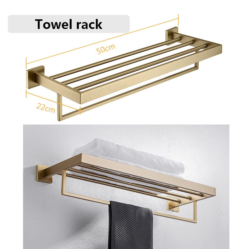 Bathroom Hardware Set Bathroom Accessories Black Robe Hook Towel Rail Bar Rack Bar Shelf Tissue Paper Holder Toothbrush Holder
