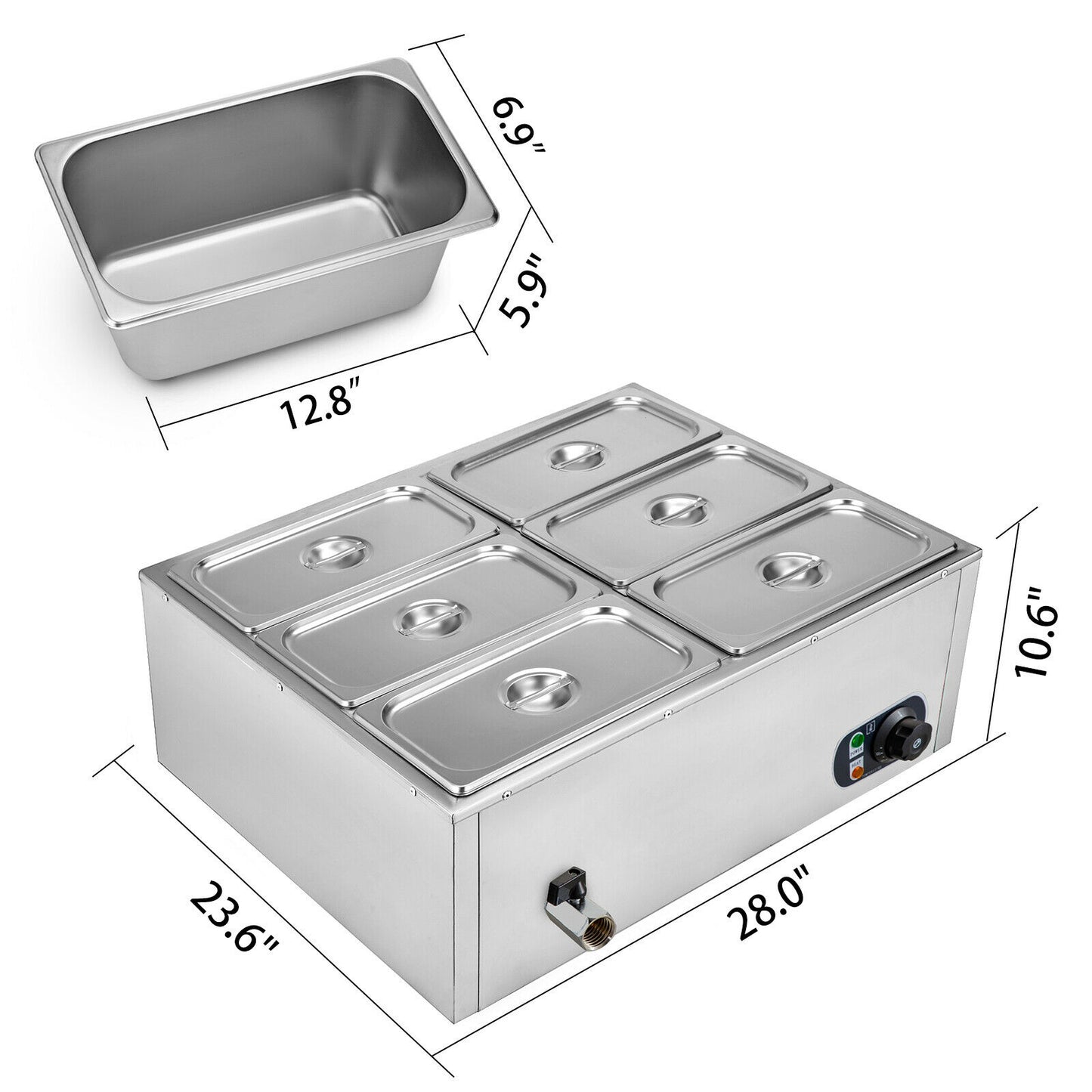 VEVOR 2 3 4 6 Pan Electric Catering Food Warmer Steam Table Stainless Steel Adjustable Temperature Buffet Restaurant Commercial - youronestopstore23