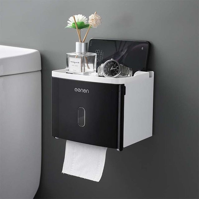 Toilet Paper Holder Waterproof Storage Box Wall Mounted Toilet Roll Dispenser Portable Toilet Paper Holder Bathroom Accessories