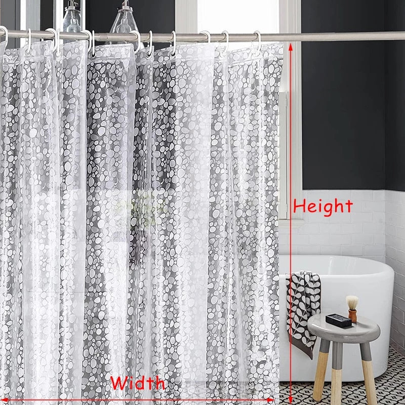 Modern Shower Curtain 3D Mildew Proof Bathing Curtains With Hook Waterproof Shower Screens Translucent Bathroom Home Decoration