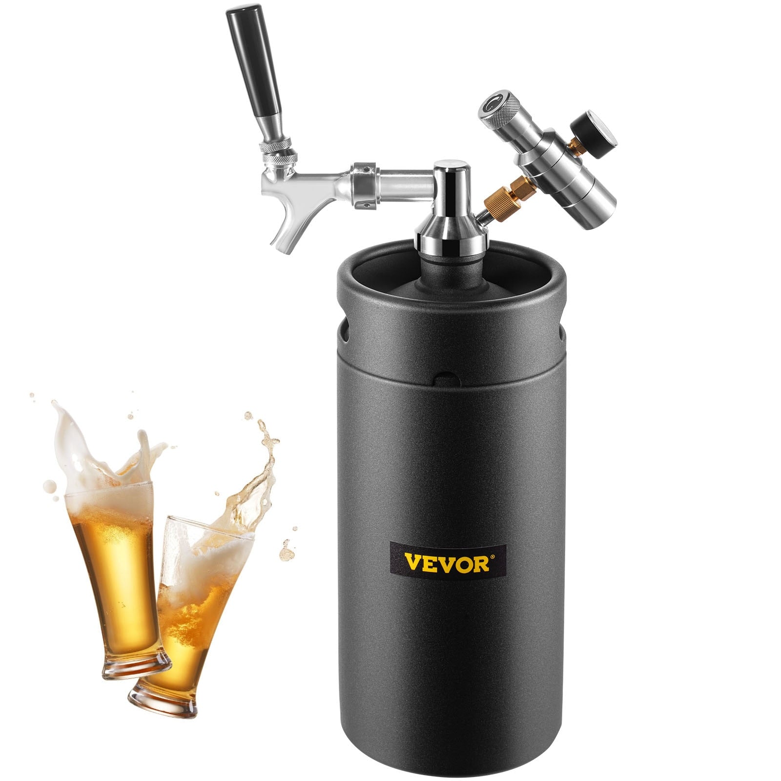 VEVOR Pressurized Keg System 3.6/4/5/8L Mini Growler Stainless Steel Adjustable Faucet Regulator Portable Draft Beer Dispenser - youronestopstore23