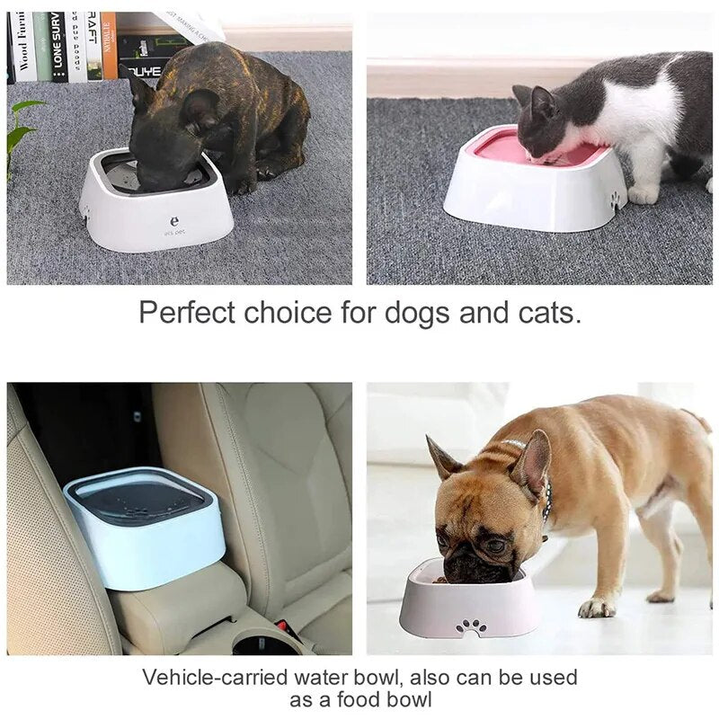 Dog Bowl Pet Water Bowl Slow Water Feeder Dish Anti Slip Water Dispenser Fountain Floating Disk Feeding Food Bowl for Dogs Cats
