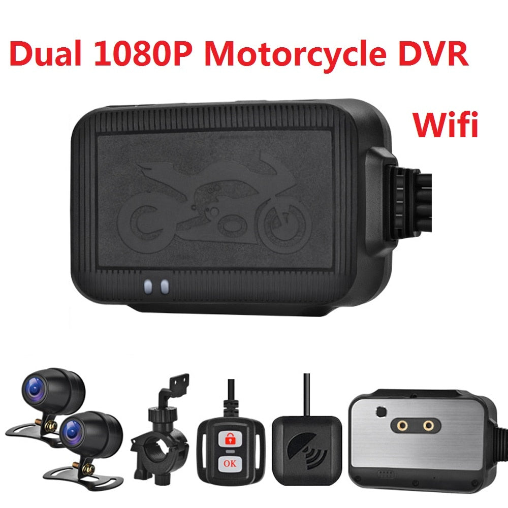 Motorcycle Dashcam DVR Dual 1080P 120 Degree Wide Angle Wifi Camera Video Recorder Waterproof with 24H Parking Monitor G-Sensor - youronestopstore23