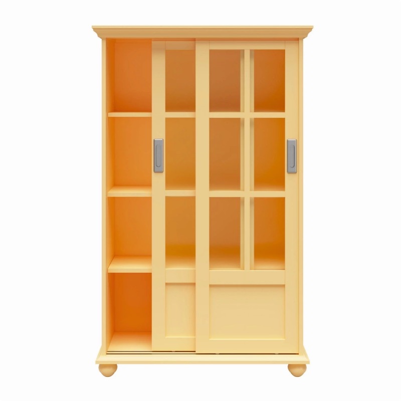 Ameriwood Home Aaron Lane Bookcase with Sliding Glass Doors, Golden Haze Yellow