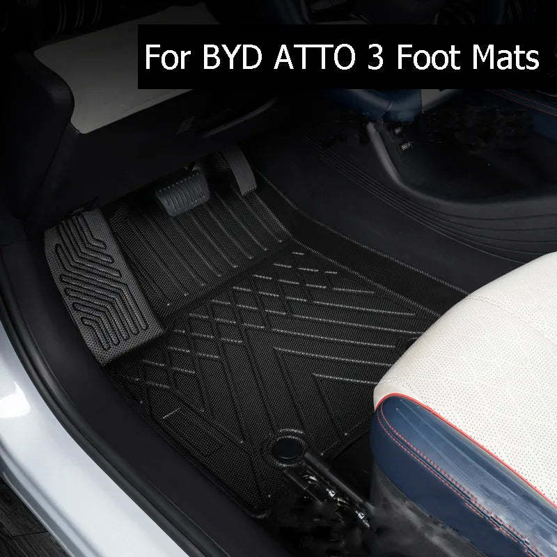 For BYD ATTO 3 YUAN PLUS Car Floor Mats Waterproof Non-slip Foot Pad Four Seasons Floor Liner LHD RHD TPE/XPE Car Accessories