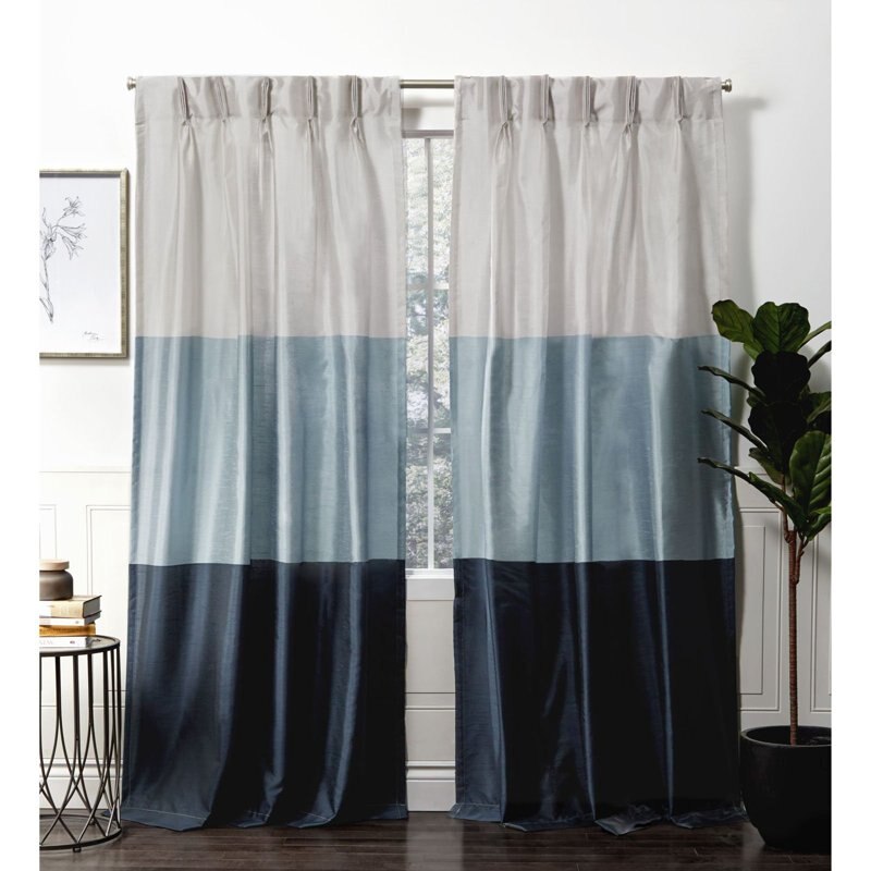 Chateau Light Filtering Pinch Pleat Curtain Panels, 96" Length, Teal, Set of 2