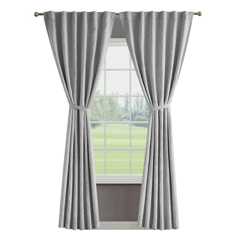 Blackout Window Curtain Panels with Tiebacks, Back Tab, Cool Grey, 50 Luxury window curtains Tulle Kitchen curtains sets Aztec c
