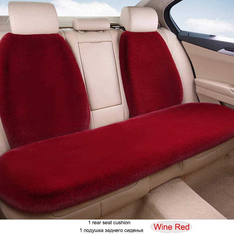 Universal Winter Car Seat Cushion Headrest Lumbar Support Imitated Rabbit Fur Car Seat Cover Thickened Plush Auto Cape Keep Warm