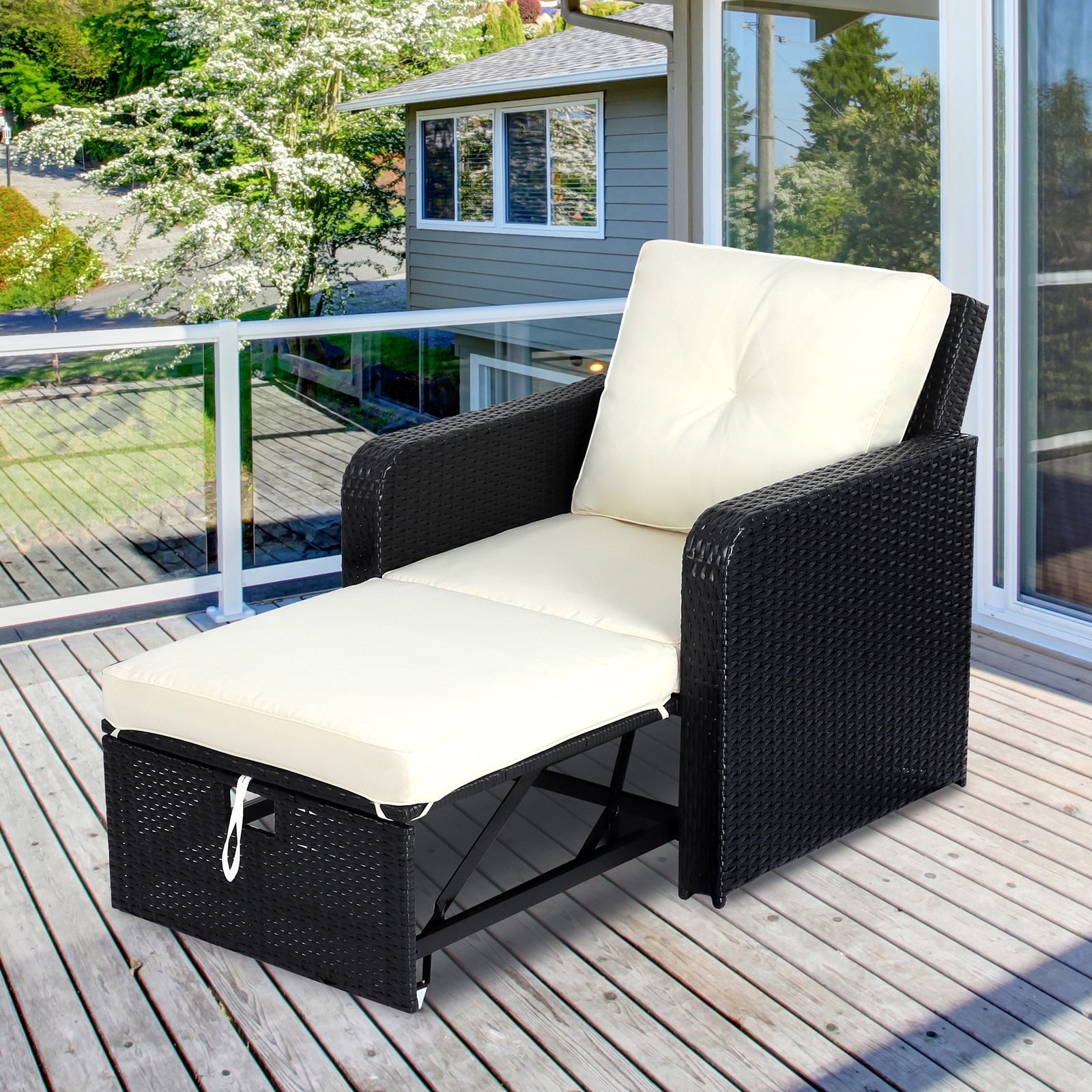 Outdoor Folding Sofa Wicker Patio Couch Sofa Bed for the Garden Multifunction Lounge Patio Chairs External Garden Furniture - youronestopstore23