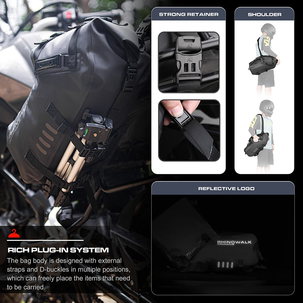 Rhinowalk 28L Motorcycle Bag 2Pcs Waterproof Motor Saddle Side Storage For Bag Universal Motorbike Travel Luggage Tail Suitcase - youronestopstore23