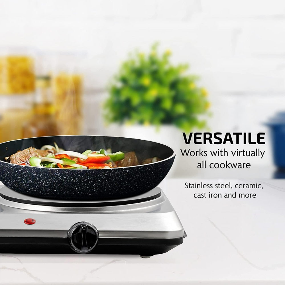Electric Double Infrared Burner 7.5 Inch Ceramic Glass Hot Plates Cooktop, 1500W Portable Countertop Stove with 6 Level - youronestopstore23