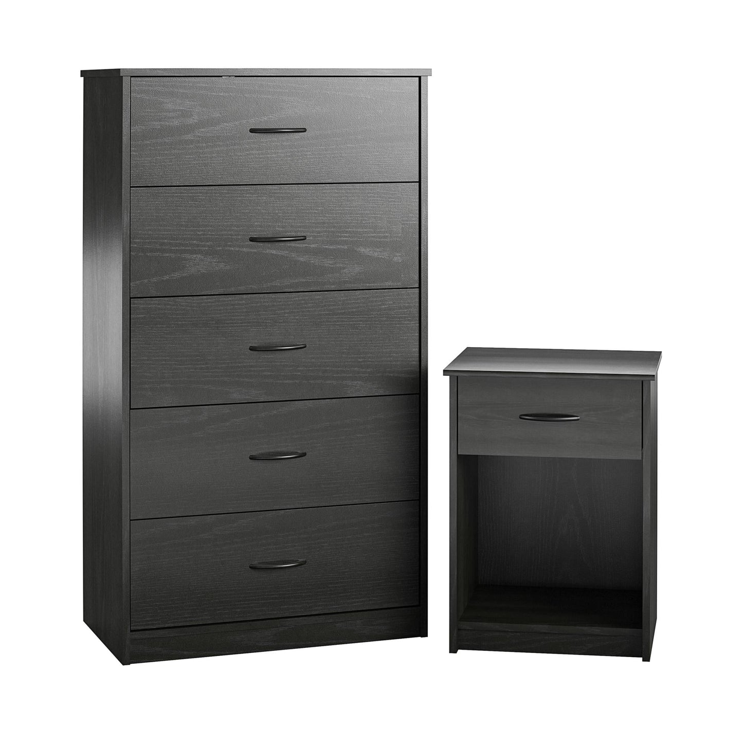 Classic Nightstand with Drawer, Black Oak Modern Bedroom Bedside Table Locker Furniture Bedroom Cabinet