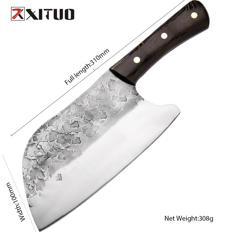XITUO Full Tang Outdoor Kitchen Knife Blank Handmade Stainless Steel Blade Tool Multifunction Chef Chopping Boning Knife Sharp - youronestopstore23
