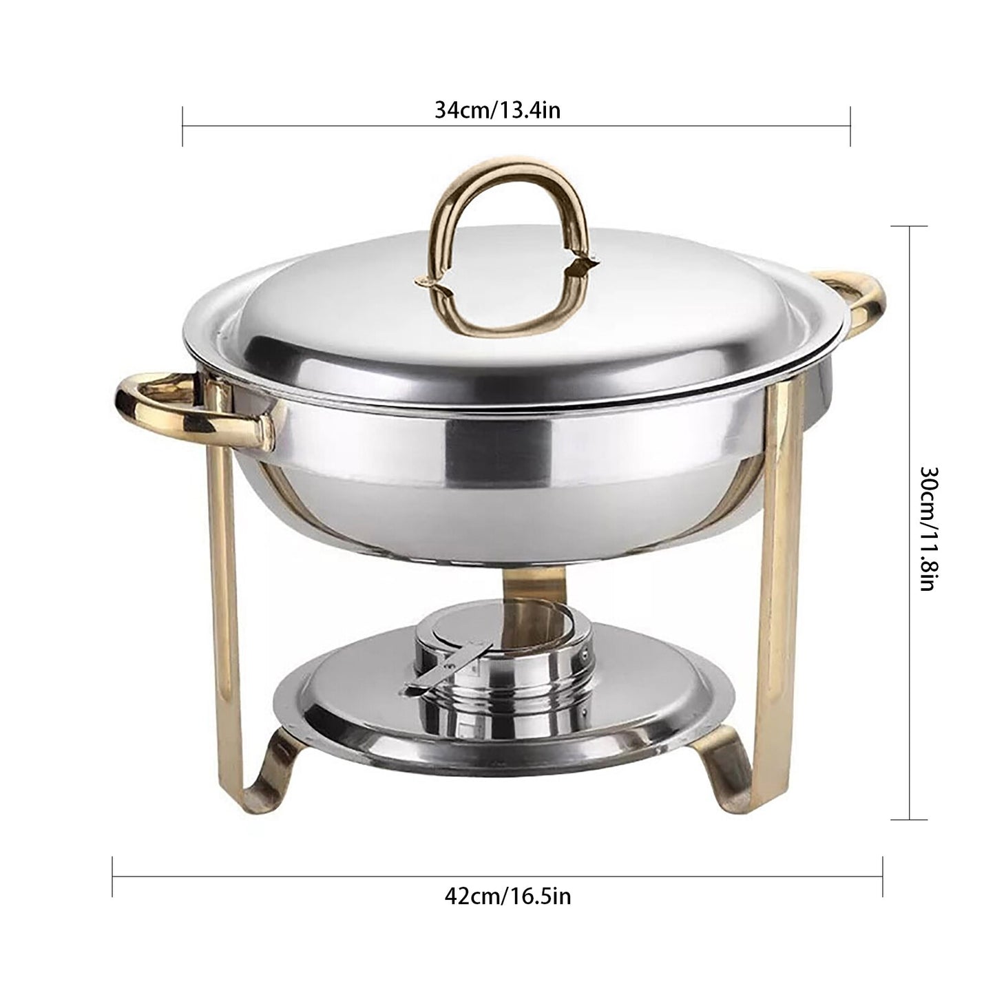 4L Stainless Steel Gold Warming Container Chafing Dish Food Warmer Food Insulation for Home Accessories - youronestopstore23