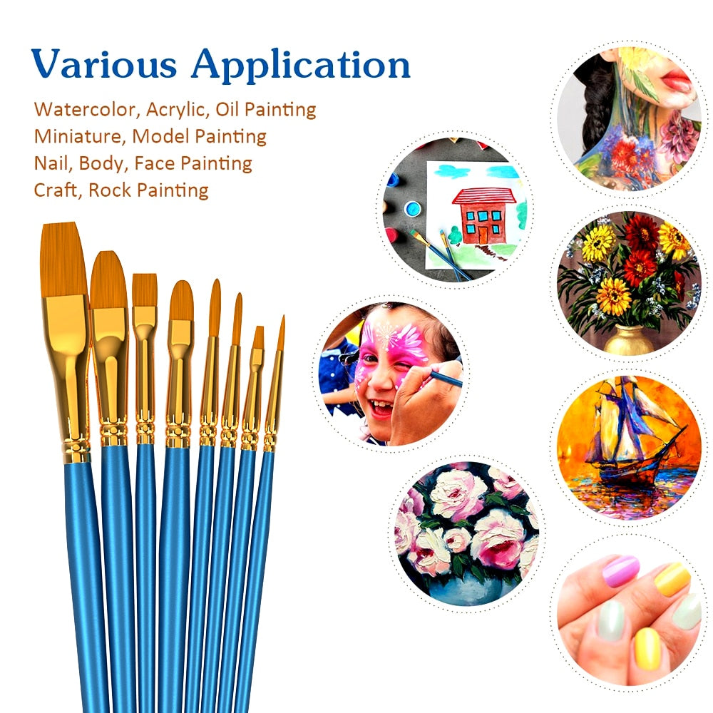 50pcs Artist Paint Brush Set High Quality Nylon Hair Watercolor Acrylic Oil Brush - youronestopstore23