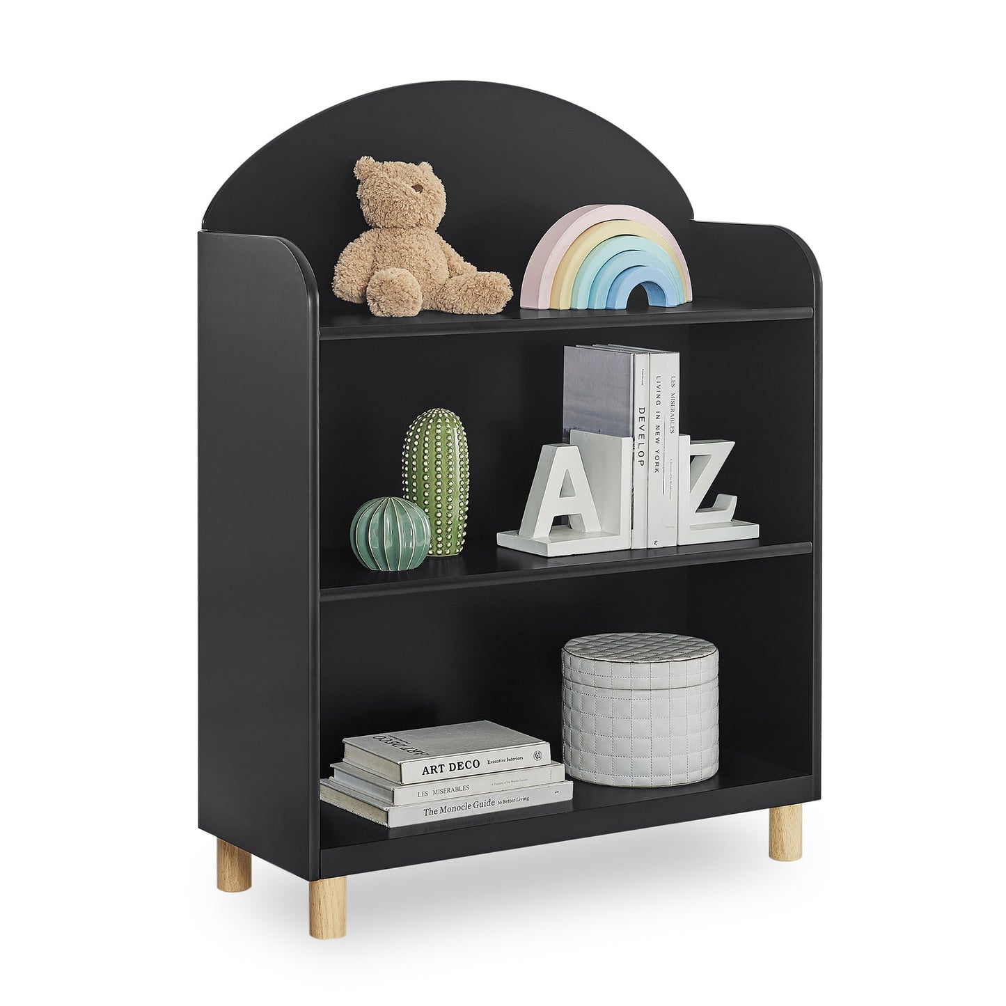 Delta Children Reese 3-Shelf Bookcase, Ebony/Natural bookshelves