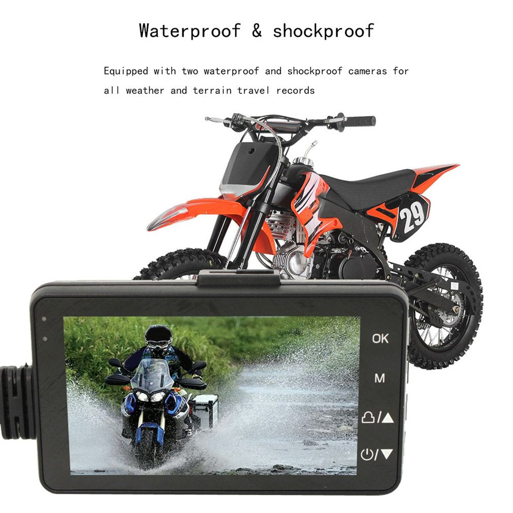 Motorcycle DVR Front+Rear Dash Camera Motorcycle Dash Cam Video Recorder Front Rear View Waterproof Motorcycle Camera - youronestopstore23