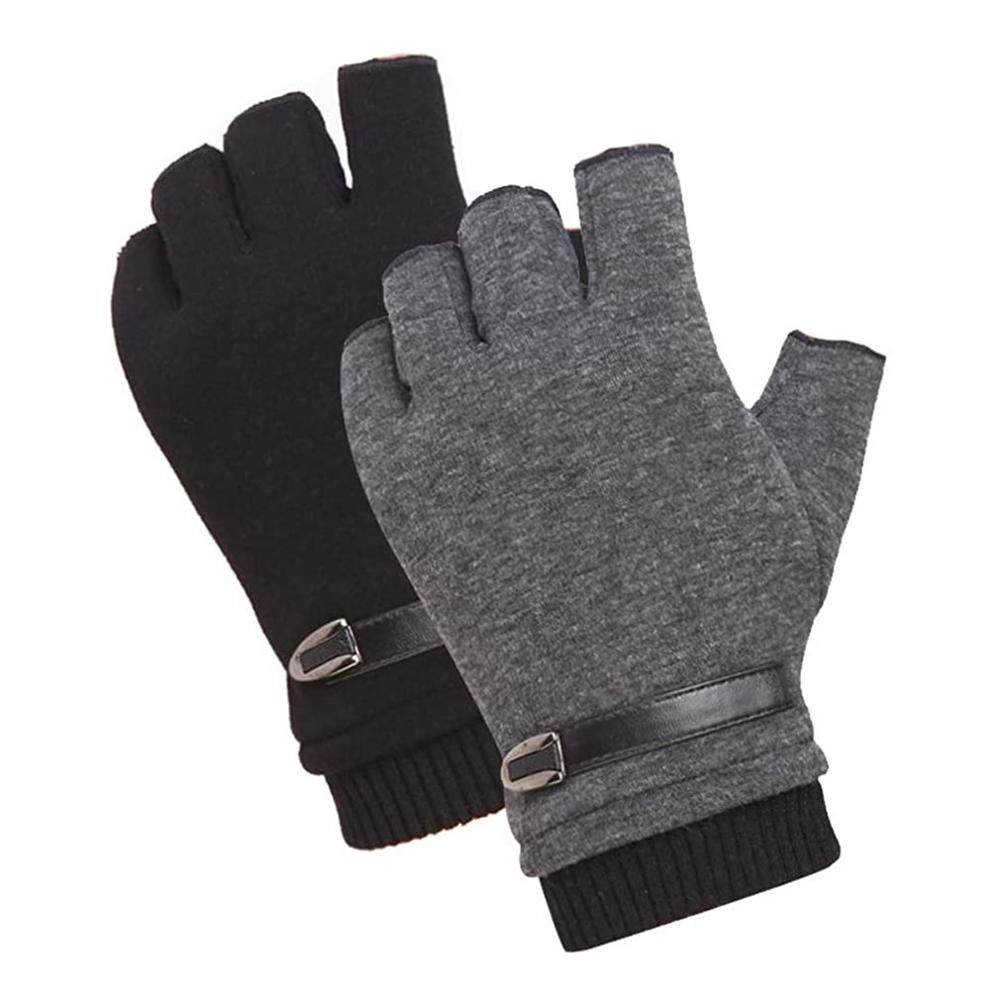 Winter Velvet Gloves Thicken And Keep Warm Showing Fingers Driving Gloves Men And Women Sports Riding Glove - youronestopstore23