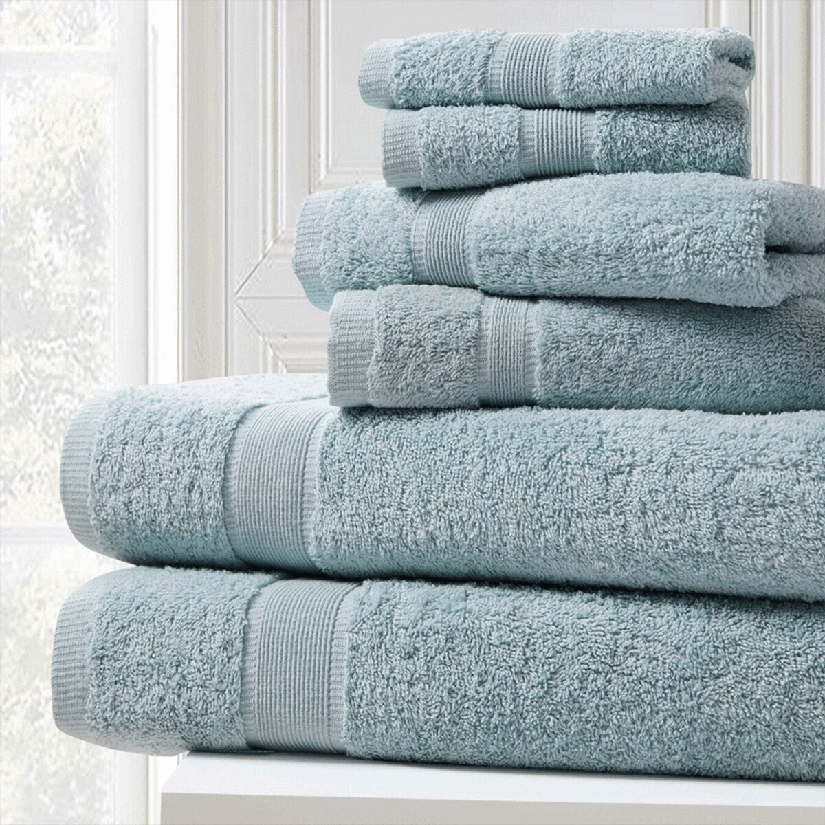 6pc Bath Towel Set 100% Ringspun Plush Cotton - youronestopstore23