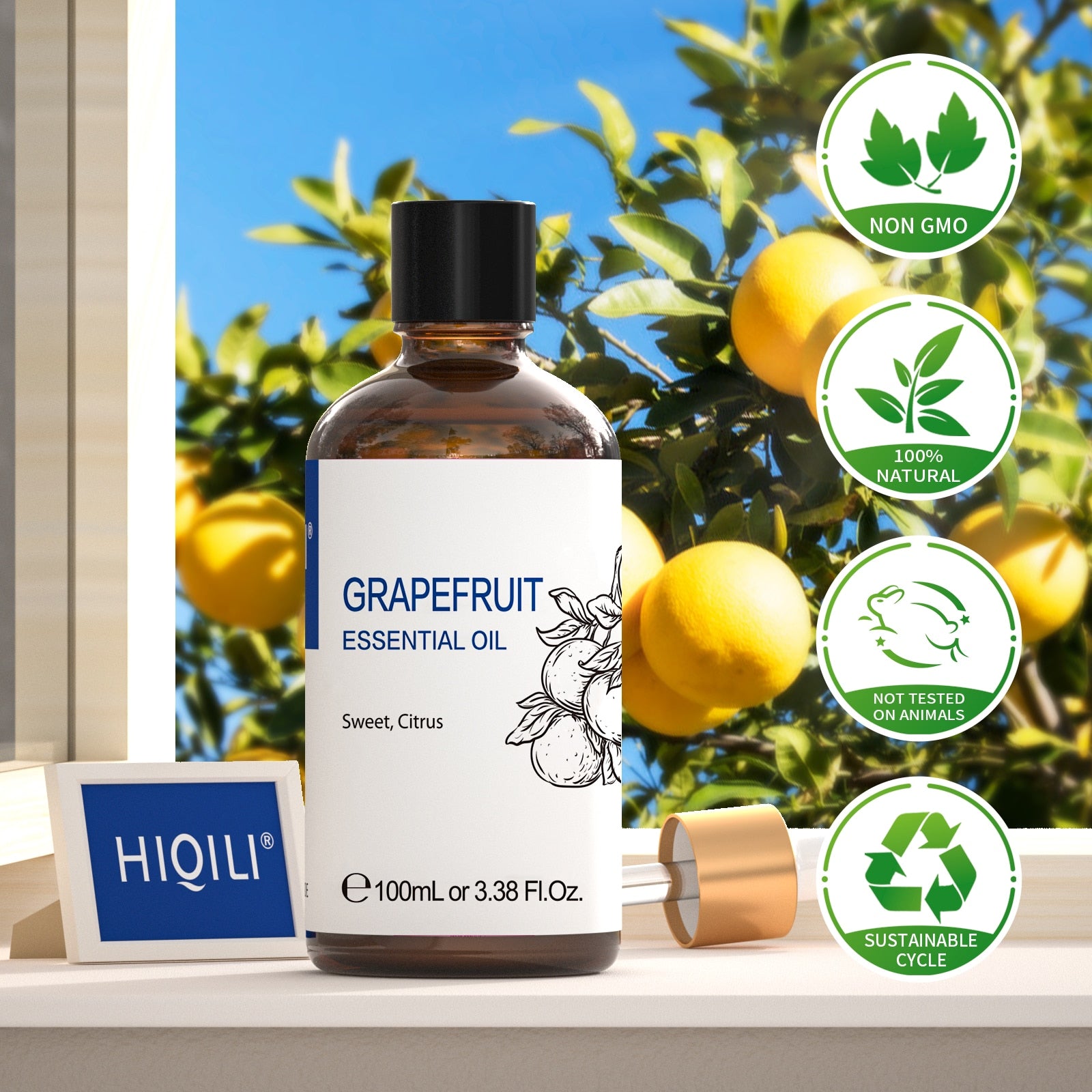 HIQILI 100ML Grapefruit Essential Oils,100% Pure Nature for Aromatherapy | Diffuser,Humidifier,Massage | Promotes Skin Health - youronestopstore23