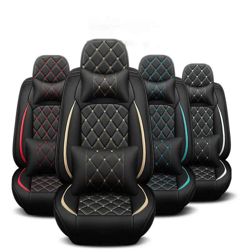 Leather Universal Full Set Car Seat Covers For Hyundai Solaris Opel Astra H Chevrolet Orlando Auto Interior Accessories Cushion