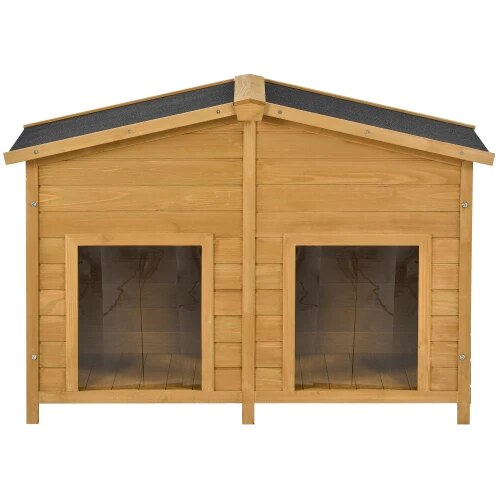 47.2" Large Wooden Dog House Outdoor, Outdoor & Indoor Dog Crate, Cabin Style, With Porch, 2 Doors