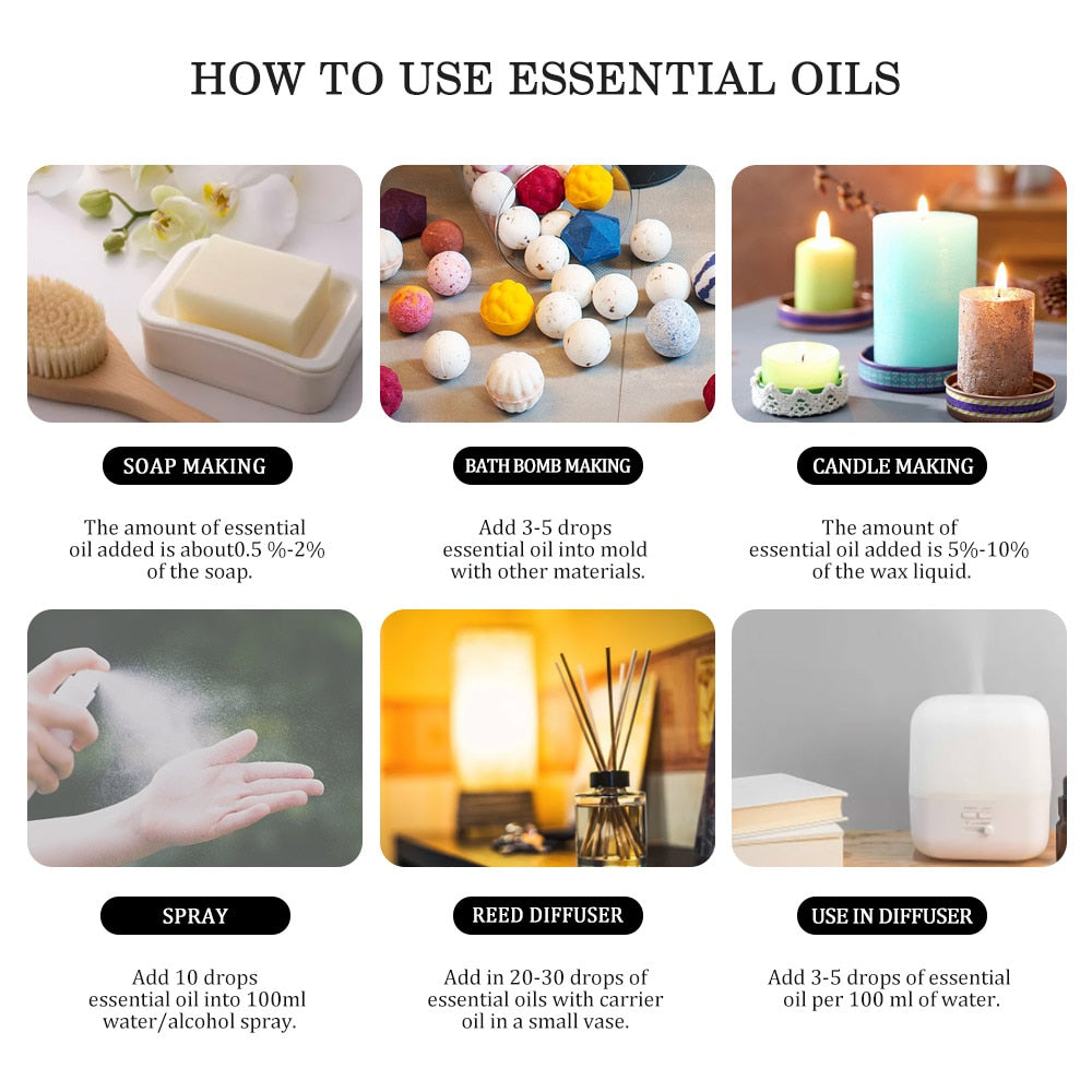 Pure Essential Oils For Humidifier 10ml Anxiety Relief Essential Oils Set Mental Health Fragrance Aroma Diffuser Oil - youronestopstore23