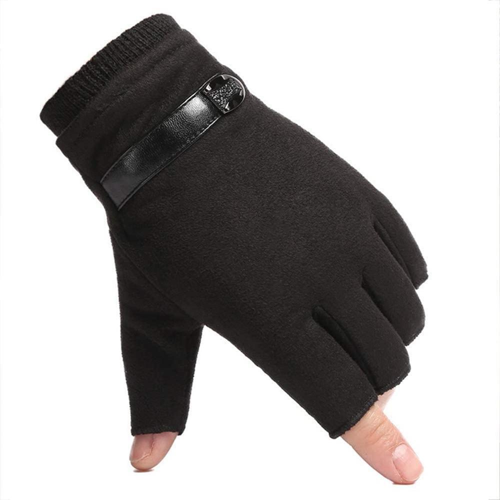 Winter Velvet Gloves Thicken And Keep Warm Showing Fingers Driving Gloves Men And Women Sports Riding Glove - youronestopstore23