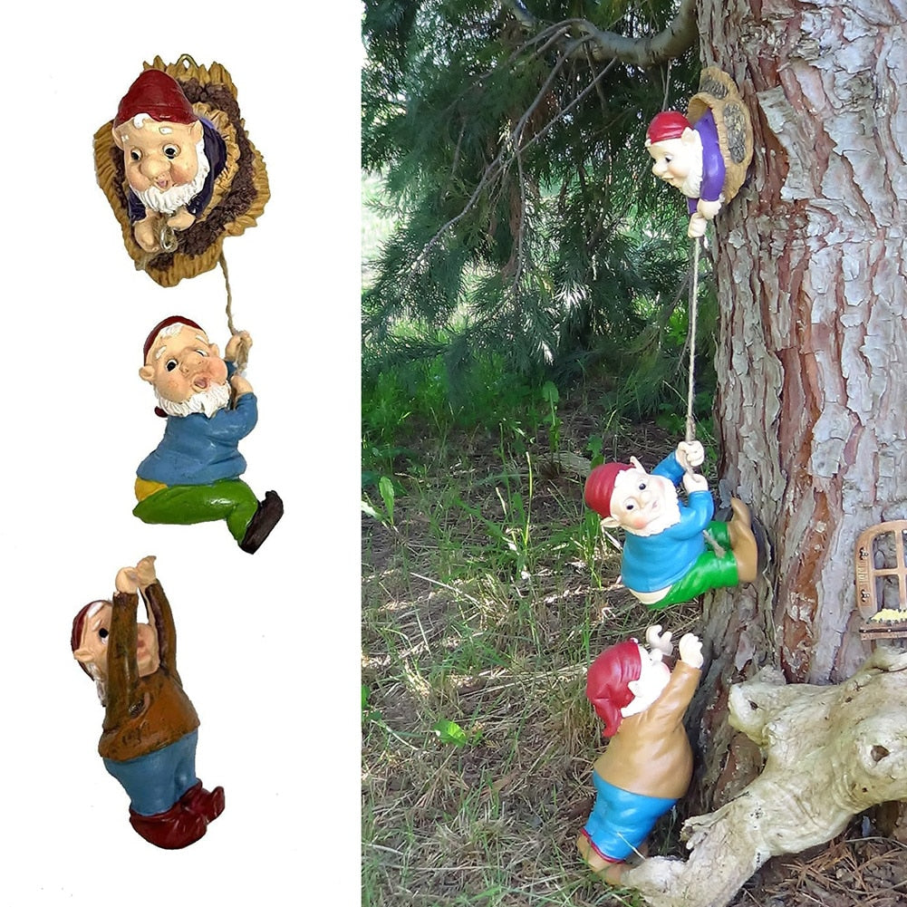 Garden Climbing Gnomes Tree Decor Cute Gnome Statue Art Resin - youronestopstore23