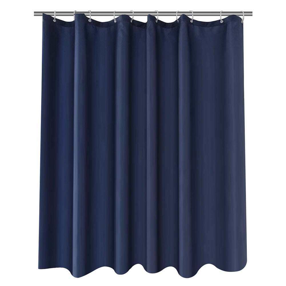 Heavy Duty Solid Shower Curtain Fabric Waterproof Bathroom Curtain Long Stall Size 230CM Black White Grey Brown Blue Color