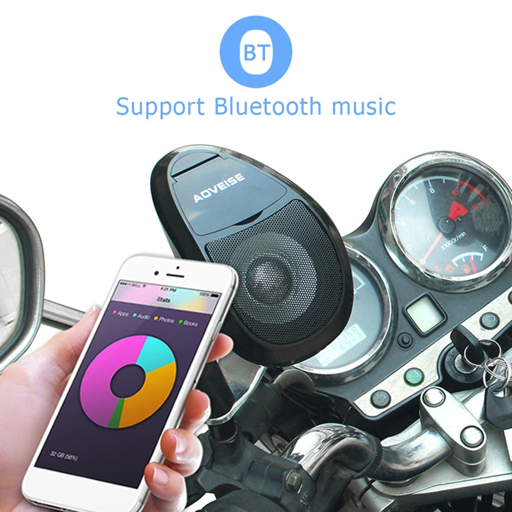 Motorcycle Speaker with Bluetooth MP3 Audio System FM Radio U Disk TF Card for Motorcycles/ATV/UTV/Scooter Speakers - youronestopstore23