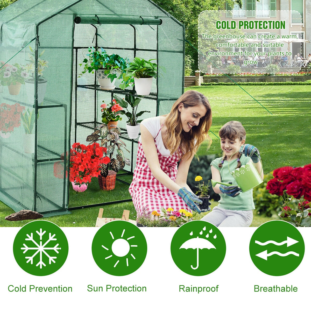 Walk-In Greenhouse Warm Household Plant Cover Waterproof Anti-UV Protect Plants Flowers (The rack is not included) - youronestopstore23