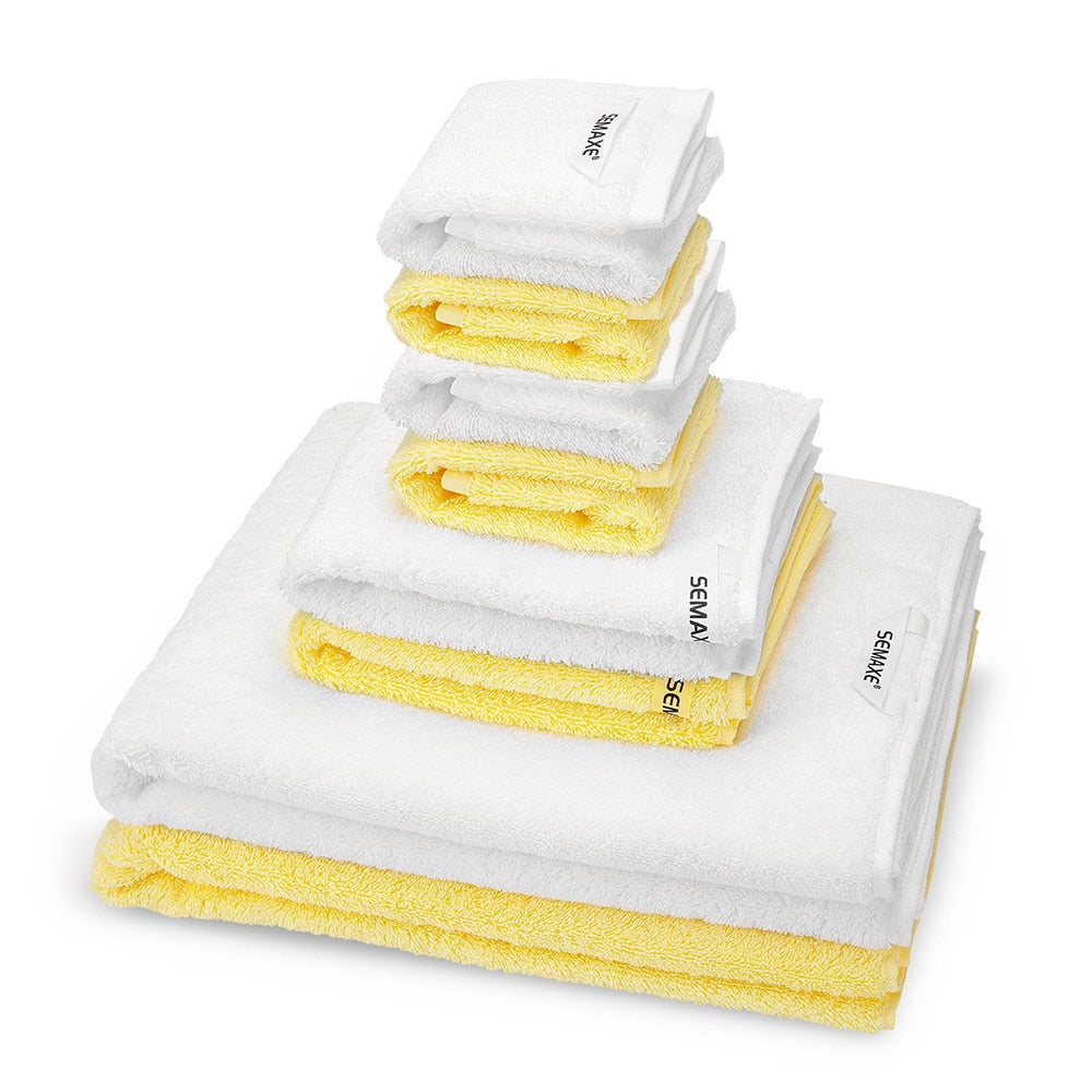SEMAXE Luxury Bath Towel Set,2 Large Bath Towels,2 Hand Towels,4 Washcloths. Cotton Highly Absorbent Bathroom Towels (Pack of 8) - youronestopstore23