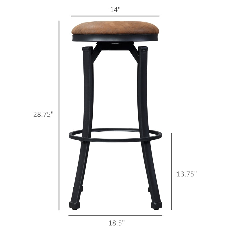 Bar Stools Set of 2,Vintage Barstools with Footrest and Microfiber Cloth w/ Powder-coated Steel Legs for Kitchen and Dining Room