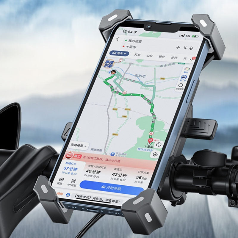 MTB Bicycle Phone Holder Navigation 360 Rotation Mountain Motorcycle Handlebar Phone Bracket Shockproof GPS Clip Summer Riding - youronestopstore23