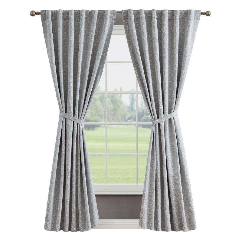 Blackout Window Curtain Panels with Tiebacks, Back Tab, Cool Grey, 50 Luxury window curtains Tulle Kitchen curtains sets Aztec c