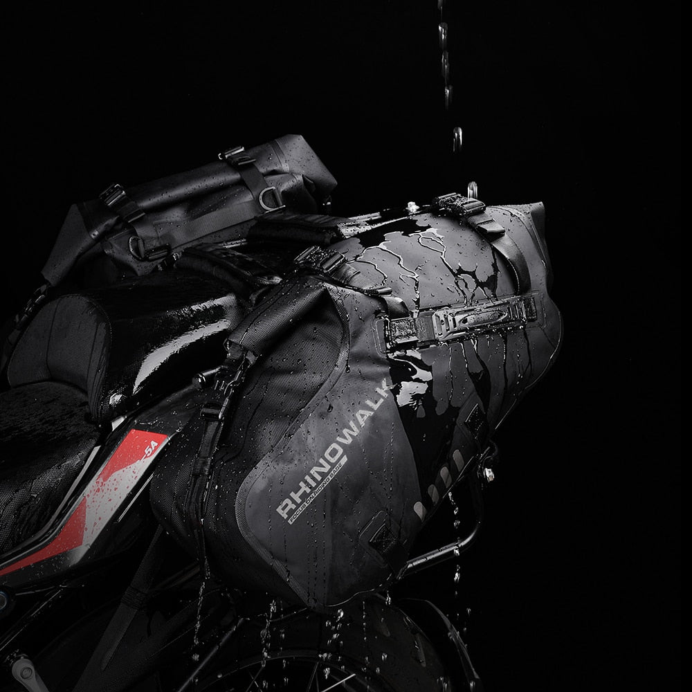Rhinowalk 100%Waterproof Motorcycle Bags 28L 2Pcs Universal Fit Motor Saddlebag Side Tail Pannier Bag Travel Luggage Accessories - youronestopstore23