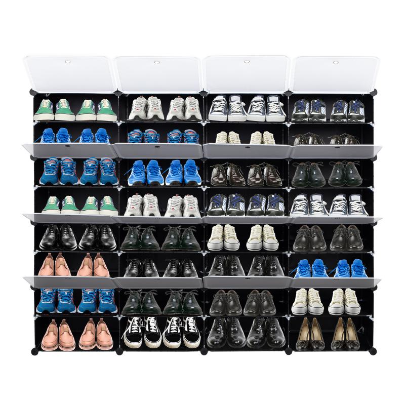 36Grids Plastic Shoe Boxes Stackable Shoe Organizer Superimposed Combination Shoe Cabinet For Boots Slippers Dustproof Shoe Rack