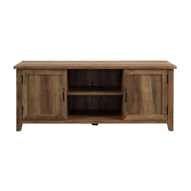 Woven Paths Franklin Grooved 2-Door TV Stand for TVs up to 65", Reclaimed Barnwood
