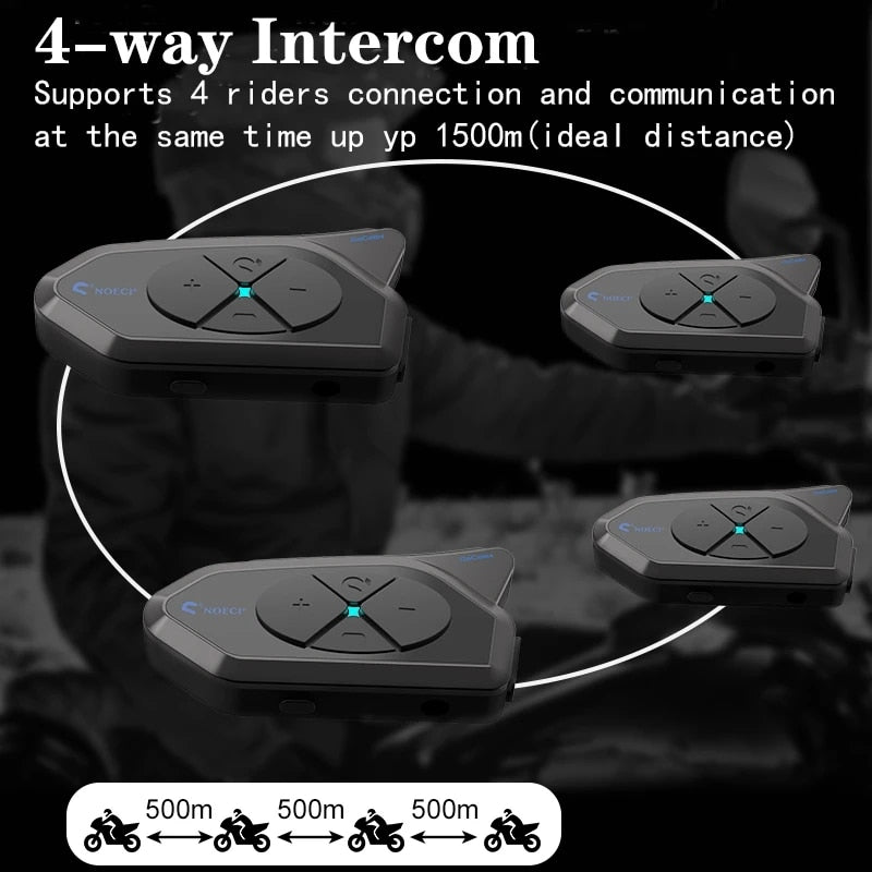 GOCOM4 Motorcycle Bluetooth Intercom Helmet Communicator Headset FM Ridao Interphone Intercomunicador for 4 Riders PK V4 PLUS - youronestopstore23