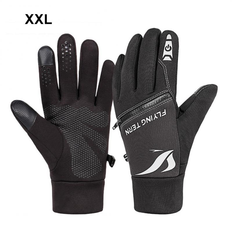 Nylon Motorcycle Gloves Wear Resistant Touch Screen Bicycle Gloves Waterproof Outdoor Riding Gloves Autumn And Winter Black Warm - youronestopstore23